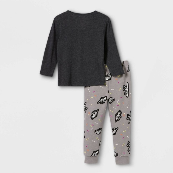 CAT & JACK 2PC DINOSAURS & PUMPKINS SET - GRAY SIZES 12M, 3T, 4T (NEW WITH TAGS) - Picture 2 of 3